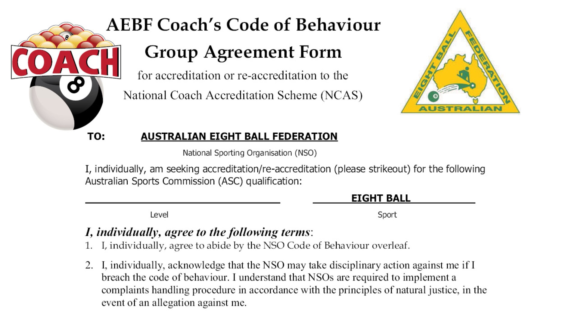 8 ball coach accreditation code of conduct 1