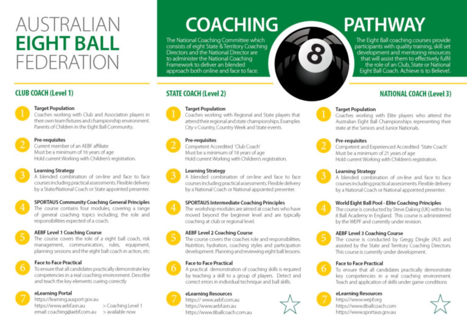 prerequisite for junior eight ball coaching 1